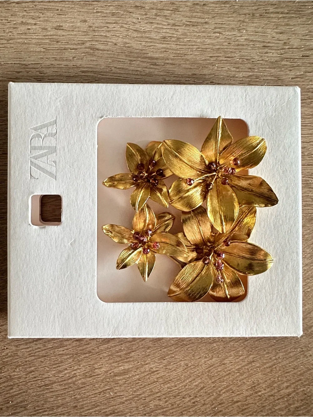 Zara Double Flower Earrings in Gold Tone
